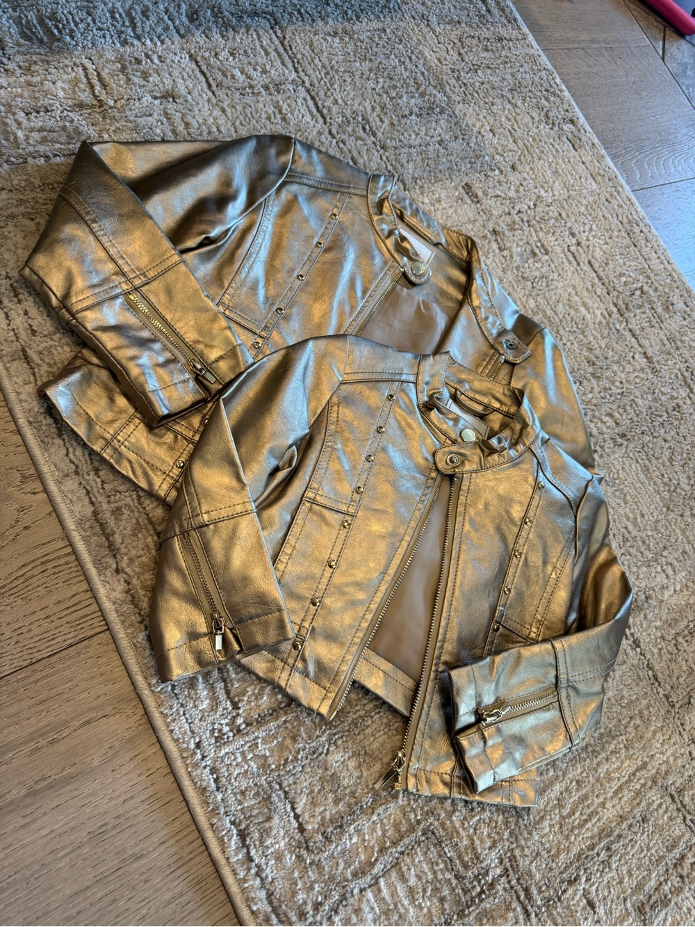 Mayoral Metallic Gold Faux Leather Kids Jacket